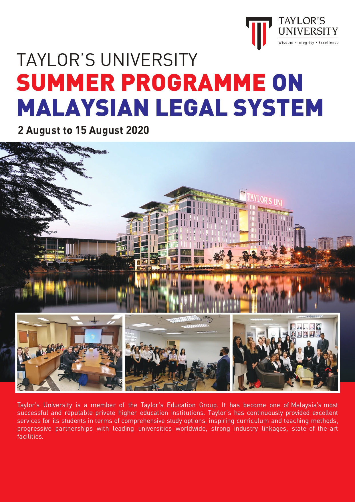 Business Law And Hospitality Management Summer Programmes At Taylor S University Malaysia International Office Universitas Indonesia